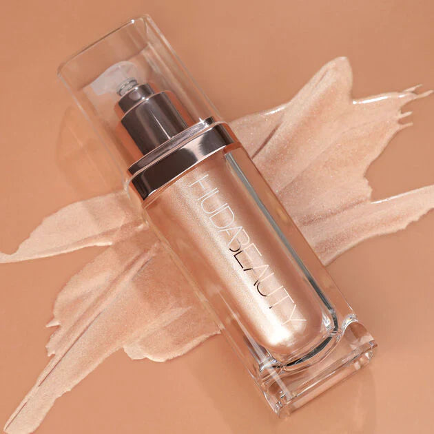 Huda Beauty N.Y.M.P.H. All Over Body Highlighter – Liquid Illuminator for Face, Body & Legs – Water-Based, Long-Lasting Glow – 35 ml